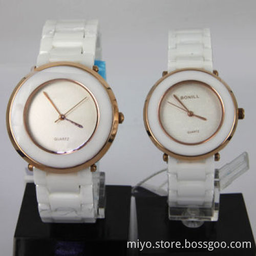 Ceramic couple watch with pattern dial, fancy, novelty and beautiful, OEM and ODM are welcome